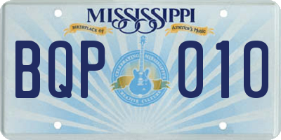 MS license plate BQP010
