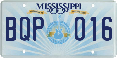 MS license plate BQP016