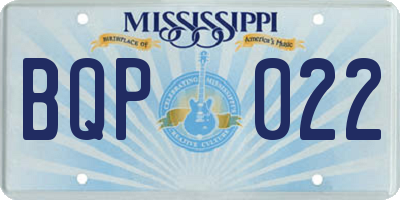 MS license plate BQP022