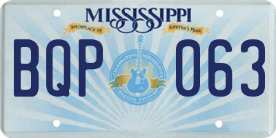 MS license plate BQP063