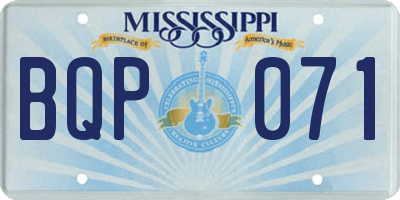 MS license plate BQP071
