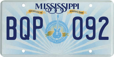 MS license plate BQP092