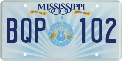 MS license plate BQP102