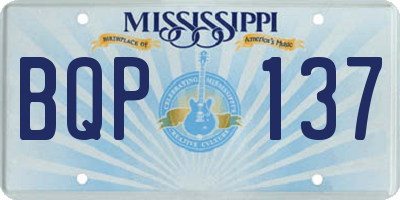 MS license plate BQP137