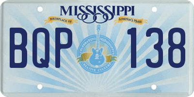 MS license plate BQP138