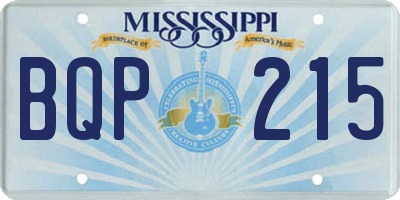 MS license plate BQP215