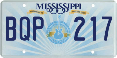 MS license plate BQP217