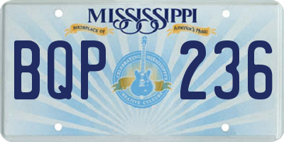 MS license plate BQP236