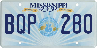 MS license plate BQP280