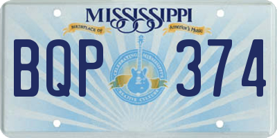 MS license plate BQP374