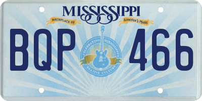 MS license plate BQP466