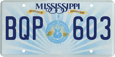 MS license plate BQP603