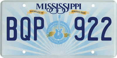 MS license plate BQP922
