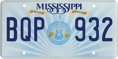 MS license plate BQP932