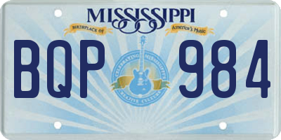 MS license plate BQP984