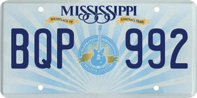 MS license plate BQP992