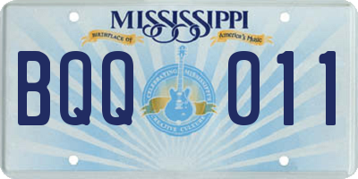 MS license plate BQQ011