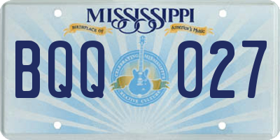 MS license plate BQQ027