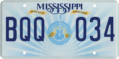 MS license plate BQQ034