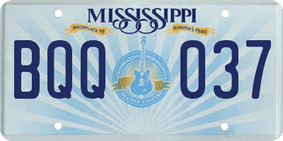 MS license plate BQQ037
