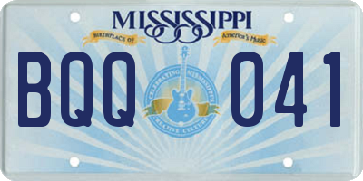 MS license plate BQQ041