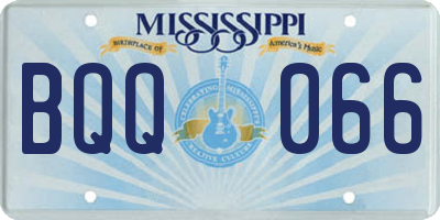 MS license plate BQQ066