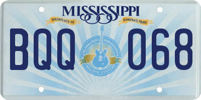 MS license plate BQQ068