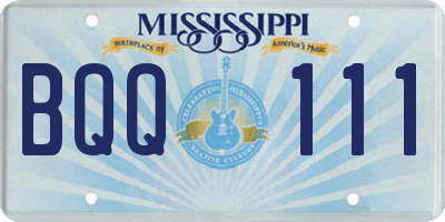MS license plate BQQ111