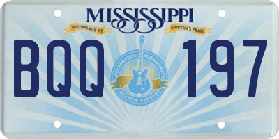 MS license plate BQQ197