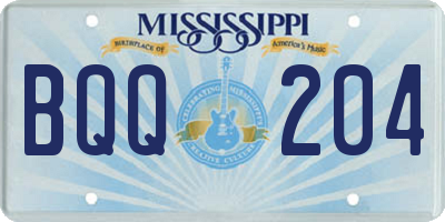 MS license plate BQQ204