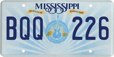 MS license plate BQQ226