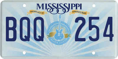 MS license plate BQQ254