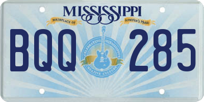 MS license plate BQQ285