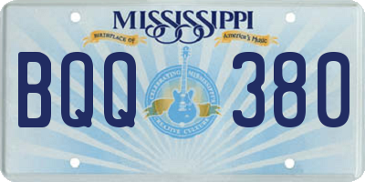 MS license plate BQQ380
