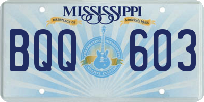 MS license plate BQQ603