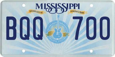 MS license plate BQQ700