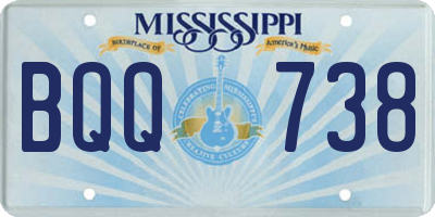 MS license plate BQQ738