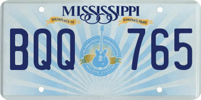MS license plate BQQ765