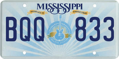 MS license plate BQQ833