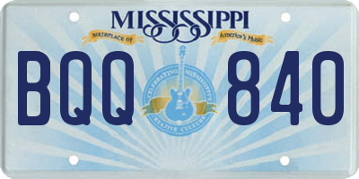 MS license plate BQQ840