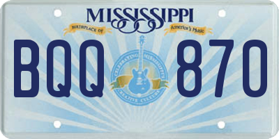 MS license plate BQQ870