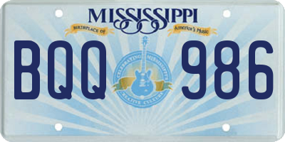 MS license plate BQQ986