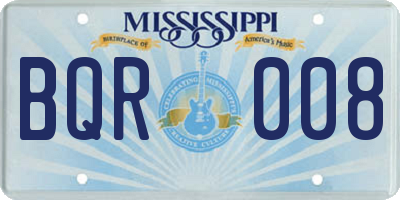 MS license plate BQR008