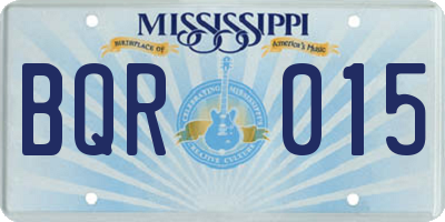 MS license plate BQR015