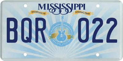 MS license plate BQR022
