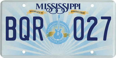 MS license plate BQR027