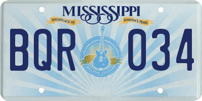 MS license plate BQR034