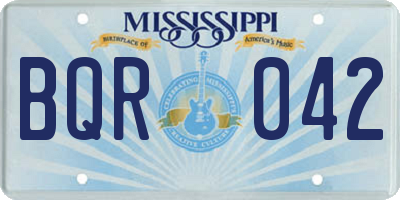 MS license plate BQR042