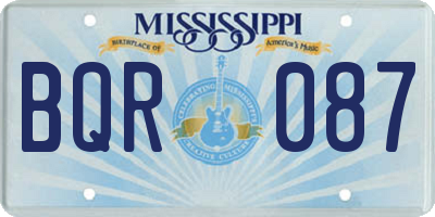 MS license plate BQR087