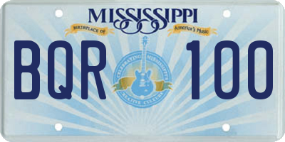MS license plate BQR100